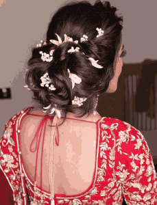 High Bun Hairstyle for Lehenga